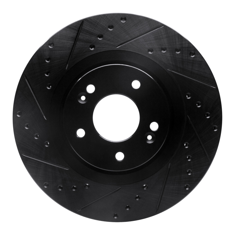 Kia Sorento Brake Rotor (1) - Front Left - R1 Concepts - Drilled & Slotted - Black - `15-`20